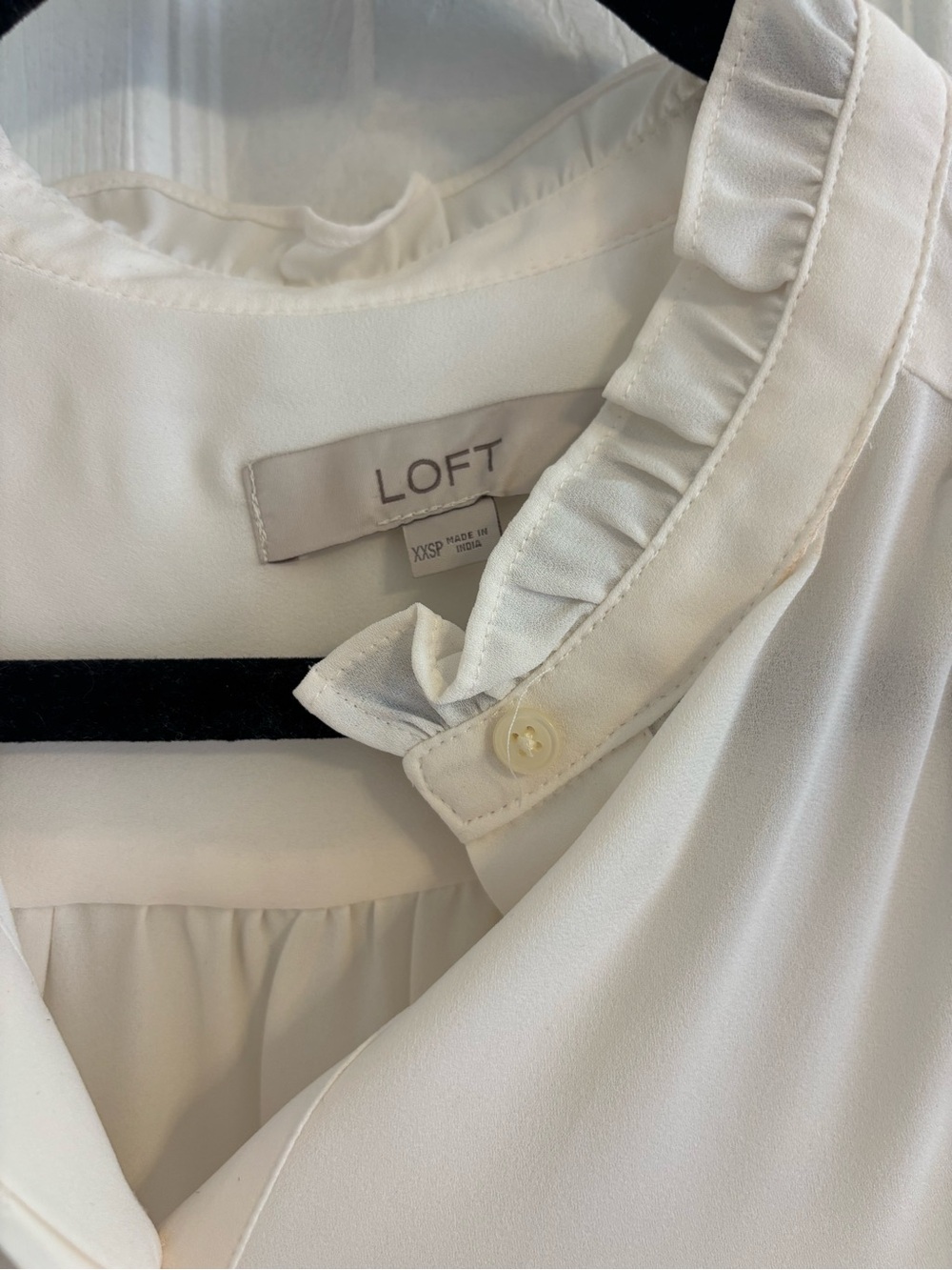 LOFT Ivory Ruffle Cap Sleeve Shell Top - Picture 2 of 3